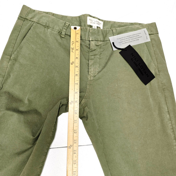 Nili Lotan East Hampton Pant Size 10 Olive Green Raw Hem Chino Straight Leg NWT - Picture 14 of 16